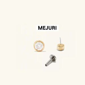 MEJURI - Piercing Studio - Solo Diamond Flat Back Stud - 14K Yellow Gold